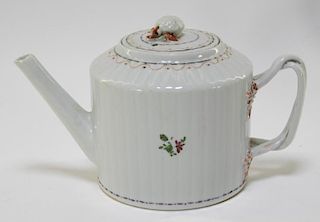 Chinese Export Round Floral Porcelain Tea Pot