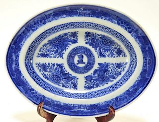 Chinese Blue Fitzhugh Armorial Porcelain Plate