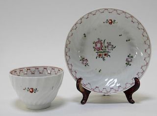 Chinese Export Floral Porcelain Cup & Saucer
