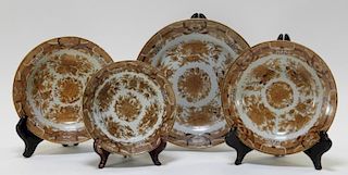 4 Chinese Export Sepia Fitzhugh Porcelain Plates