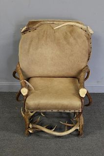 Custom Quality Antler Chair With Hide Upholstery