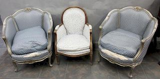 Pair Of Antique French Bergeres Together With