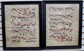 Pair of Gregorian Chant Folios on Vellum