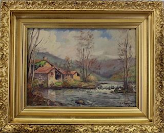 Charles Quimeso? Signed 1924 River Landscape