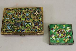 (2) Enameled Small Metal Boxes