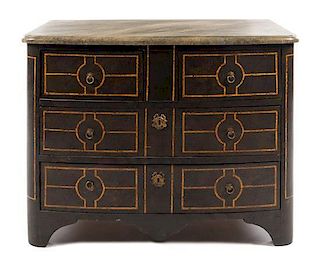 A Regence Style Painted Commode Height 32 x width 42 x depth 23 1/2 inches.