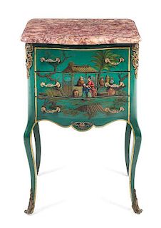 * A Louis XV Style Painted Chest of Drawers Height 32 x width 21 1/2 x depth 15 inches.