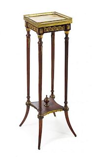 * A Louis XVI Style Gilt Metal Mounted Mahogany Pedestal Height 40 1/4 x width 11 7/8 x depth 11 7/8 inches.