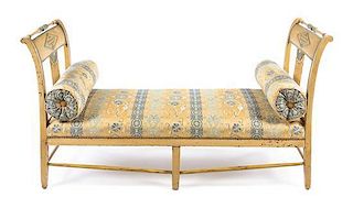 A Directoire Style Painted Day Bed Height 35 1/2 x width 66 x depth 23 3/4 inches.