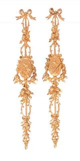 * A Pair of French Gilt Bronze Appliques Height 21 inches.