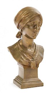 * Alexandre Leonard, (French, 1821-1877), Bust of a Peasant Woman