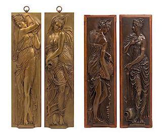* A Group of Four French Bronze Plaques Height of tallest 17 5/8 inches.