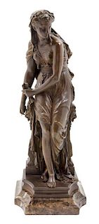 * Etienne-Henri Dumaige, (French, 1830-1888), Jeune femme drapee a la colonne