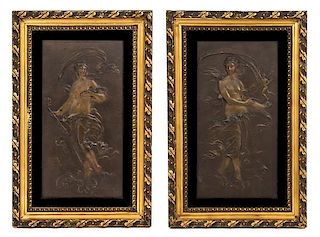 * A Pair of Cast Metal Plaques 15 3/8 x 7 7/8 inches (visible).