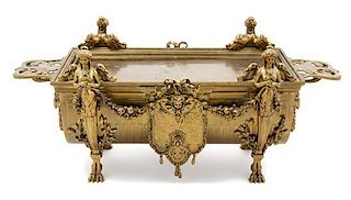 * A French Neoclassical Gilt Bronze Jardiniere Width 26 inches.