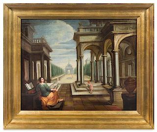 * Italian School, (18th Century), Capricci with Figures in the Foreground (two works)