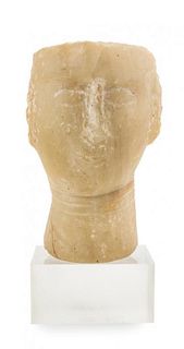 * A Sabean Alabaster Head Height 10 1/2 inches.