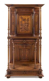 * A Renaissance Revival Style Court Cupboard Height 71 x width 38 x depth 20 1/2 inches.