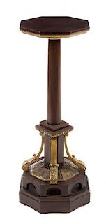 * A Neoclassical Style Parcel Gilt Mahogany Jardiniere Stand Height 38 1/4 x width of top 13 1/2 inches.