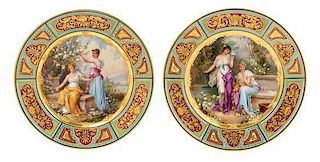 A Pair of Dresden Porcelain Cabinet Plates Diameter 9 1/2 inches.