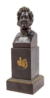 A Continental Bronze Bust Height 13 1/2 inches.