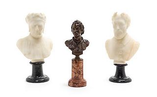 * A Group of Three Small Busts Height of tallest 8 3/4 inches.