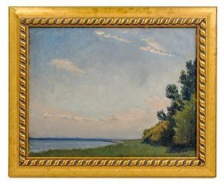 * Knud Gleerup, (Danish, b. 1884), Landscape with Lake, 1948