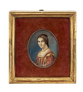 A Continental Portrait Miniature Height 3 1/4 x width 2 1/2 inches.