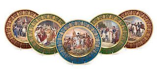 A Set of Five Capo-di-Monte Porcelain Cabinet Plates Diameter 9 1/2 inches.