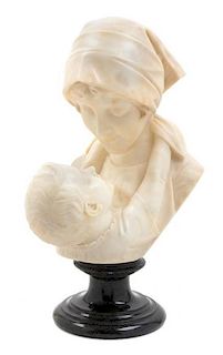 An Italian Marble Bust Height overall 21 1/4 inches.