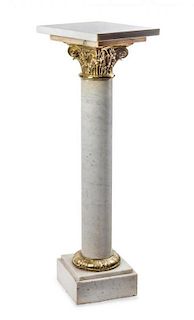 * A Gilt Bronze Mounted Marble Pedestal Height 43 3/4 x width 13 1/2 x depth 13 1/2 inches.