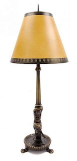 A Continental Bronze Table Lamp Height of base 33 1/2 inches.