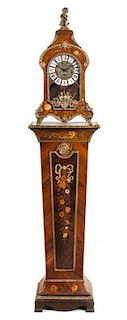 A Continental Marquetry and Gilt Metal Mounted Pedestal Clock Height overall 75 inches.
