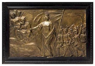 * A Continental Gilt Bronze Plaque 11 5/8 x 18 inches.