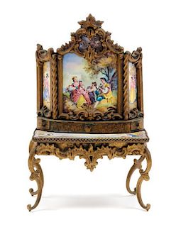A Viennese Enameled Dressing Table Height 5 x width 3 1/4 x depth 2 1/8 inches.