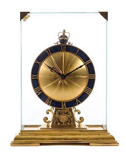 A Swiss Bronze and Lapis Clock Height of case 9 3/4 inches.