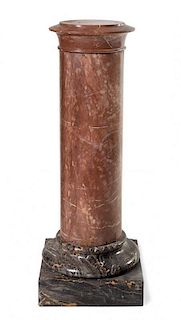 A Continental Rouge Marble Pedestal Height 44 inches.