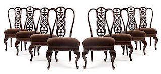 A Set of Eight Austrian Walnut Dining Chairs Height 39 1/8 inches.