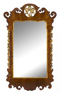 A George II Parcel Gilt Walnut Mirror Height 46 x width 28 inches.