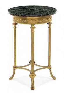 * A George III Style Gilt Bronze and Marble Jardiniere Stand Height 32 x width 20 x depth 15 inches.