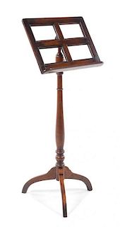 A Regency Mahogany Music Stand Height 41 1/2 inches (unextended).