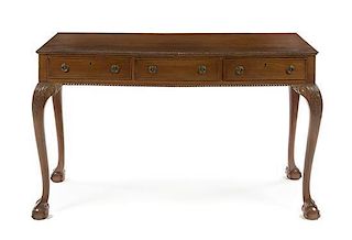 A Chippendale Style Mahogany Console Table Height 34 x width 58 x depth 22 inches.