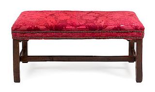 A Chippendale Mahogany Bench Height 20 1/4 x width 33 1/2 x depth 15 inches.