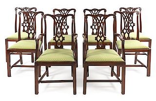 A Set of Eight Chippendale Style Mahogany Dining Chairs Height 40 inches.