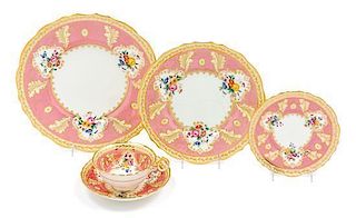 An English Porcelain Dinner Service Diameter of dinner plate 10 1/2 inches.