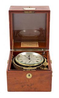 A German Two-Day Ship's Chronometer Height of case 7 3/4 inches.
