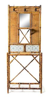 A Victorian Bamboo Hall Stand Height 72 x width 63 inches.
