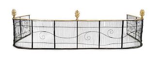 An English Brass and Wire Fireplace Fender Width 50 inches.