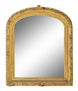 A Victorian Giltwood Over Mantel Mirror Height 45 1/2 x width 37 inches.