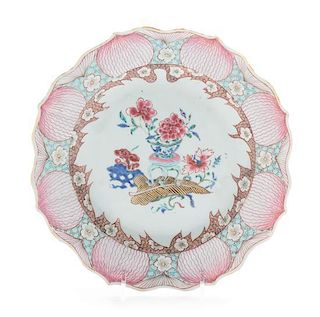 A Chinese Export Porcelain Famille Rose "Lotus" Plate Diameter 9 inches.